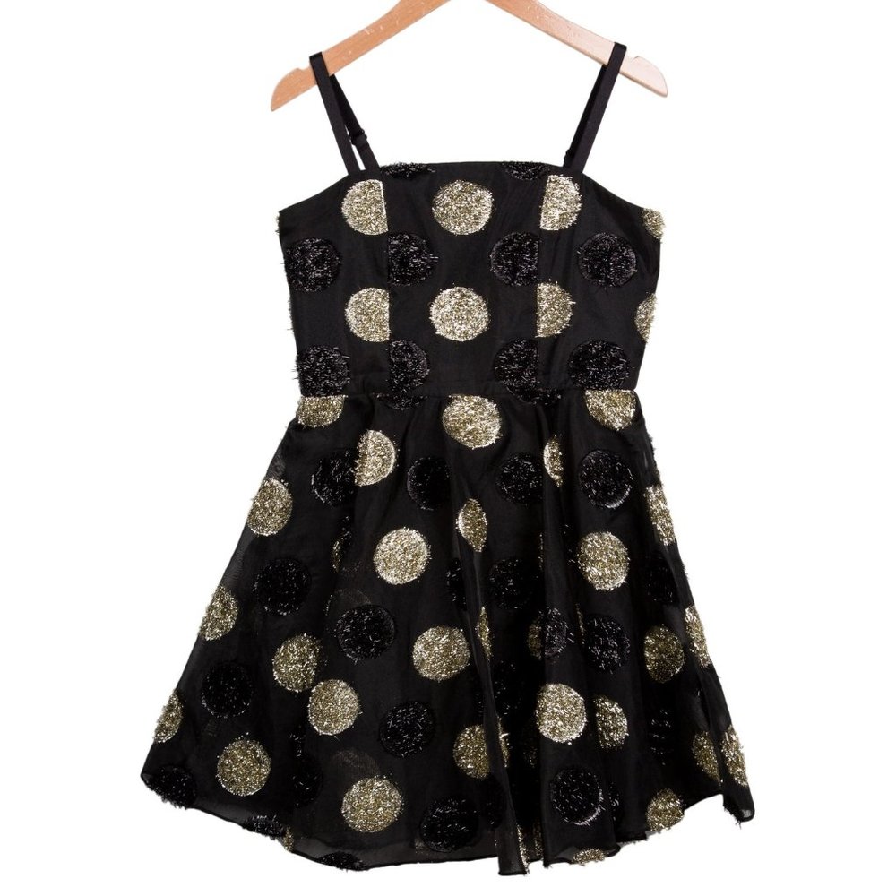 👗Milly minis size12 gold & black polka dot dress